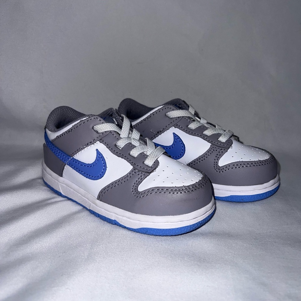 Nike Air Dunk Low TD Cement Grey Royal Pulse FB9108-121 Sneakers Toddler Sz 8C